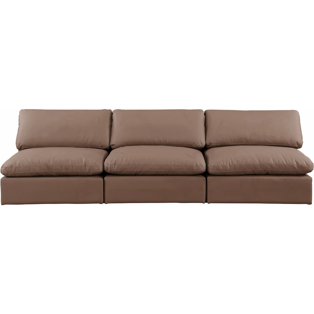 Comfy Brown Vegan Leather Modular Sofa. Picture 4