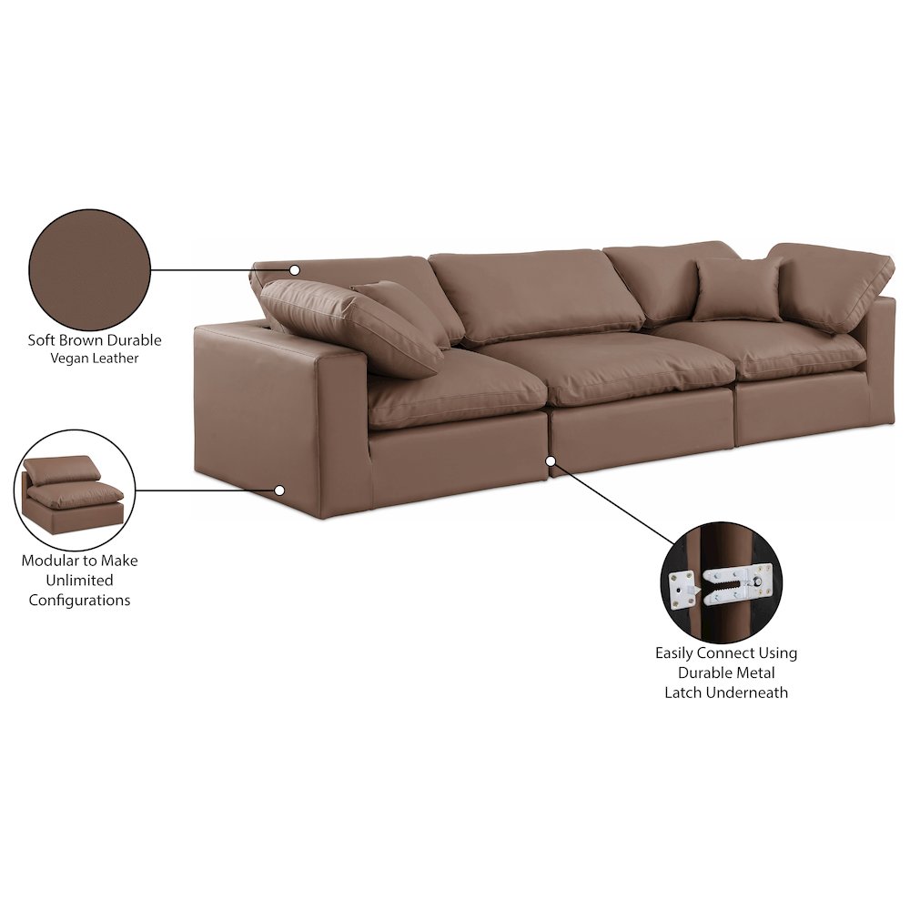 Comfy Brown Vegan Leather Modular Sofa. Picture 10