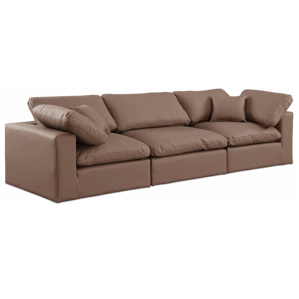Comfy Brown Vegan Leather Modular Sofa. Picture 1