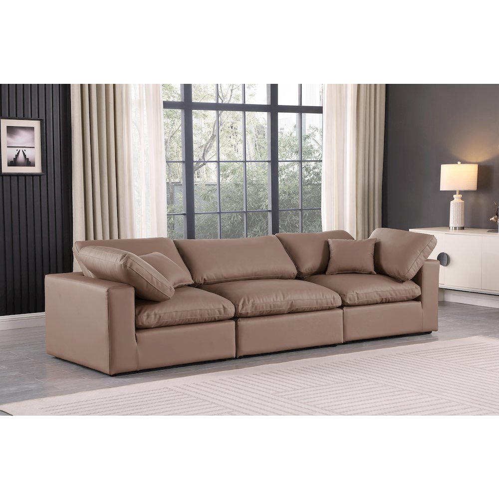 Comfy Brown Vegan Leather Modular Sofa. Picture 2