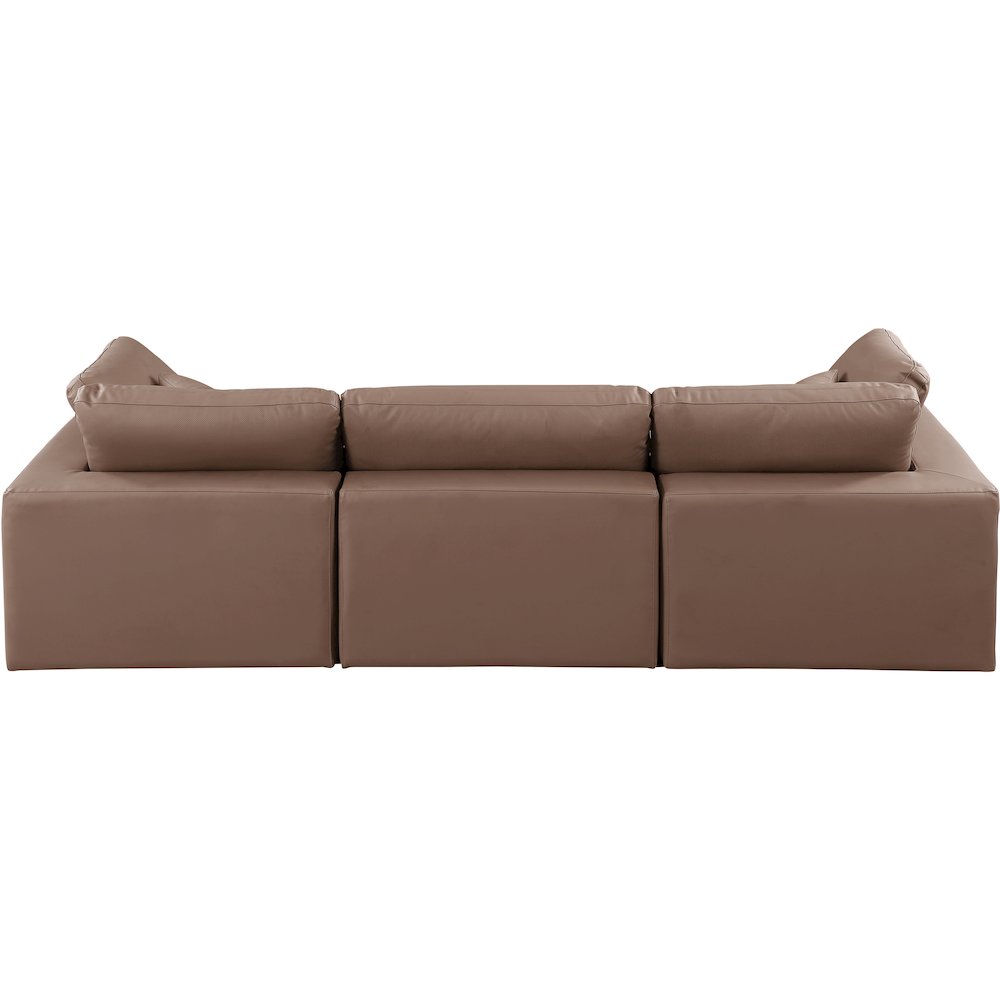 Comfy Brown Vegan Leather Modular Sofa. Picture 3
