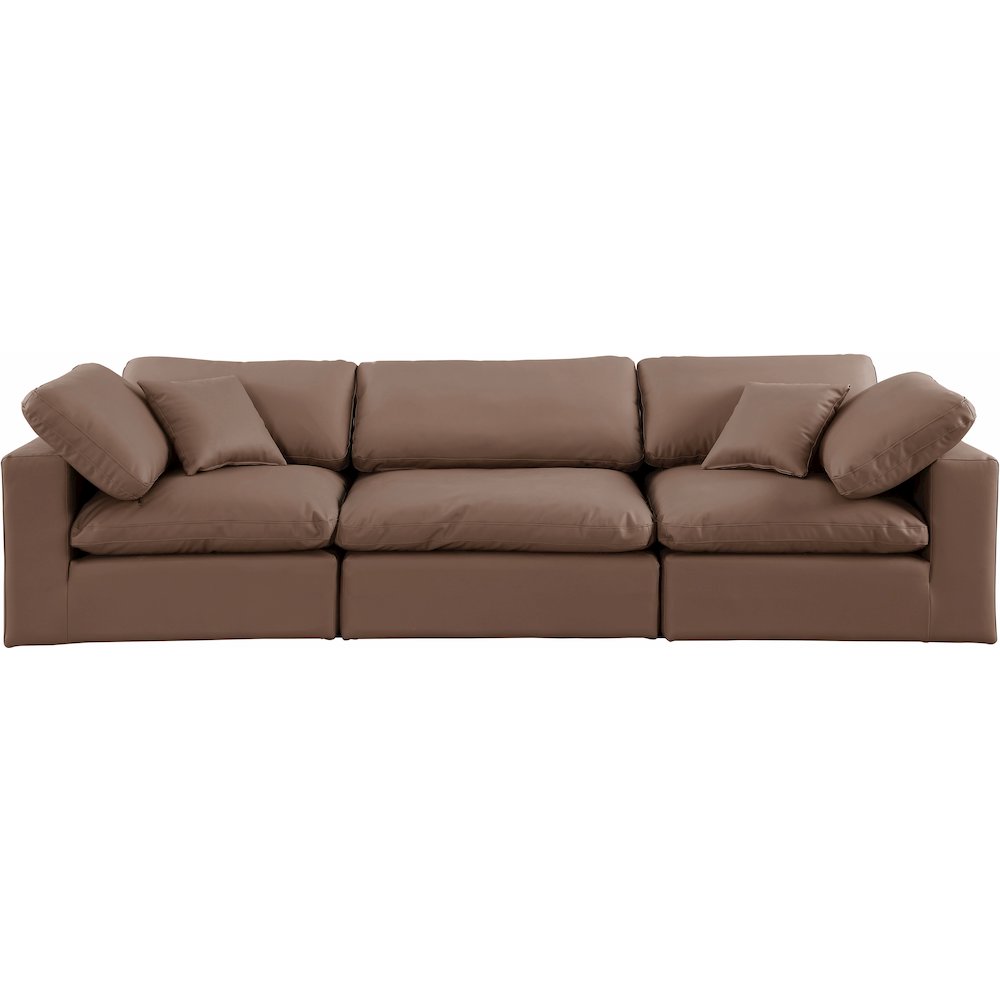 Comfy Brown Vegan Leather Modular Sofa. Picture 4