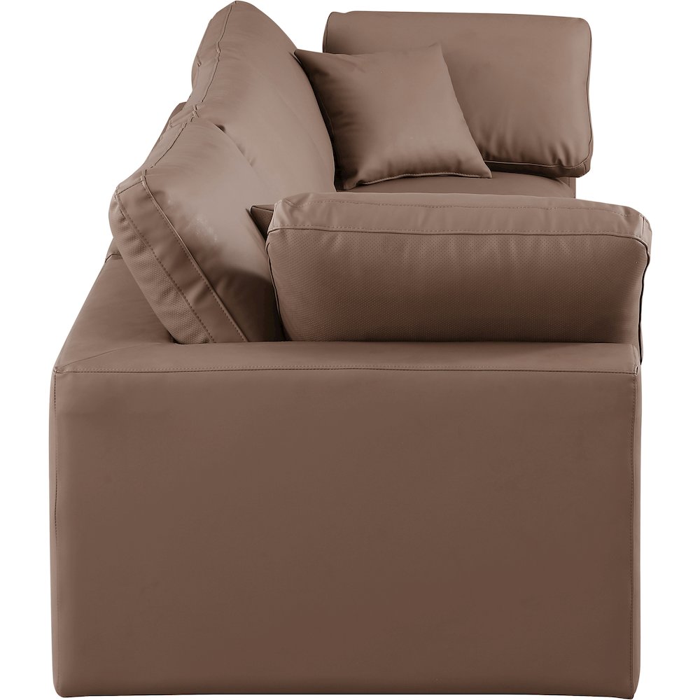 Comfy Brown Vegan Leather Modular Sofa. Picture 5