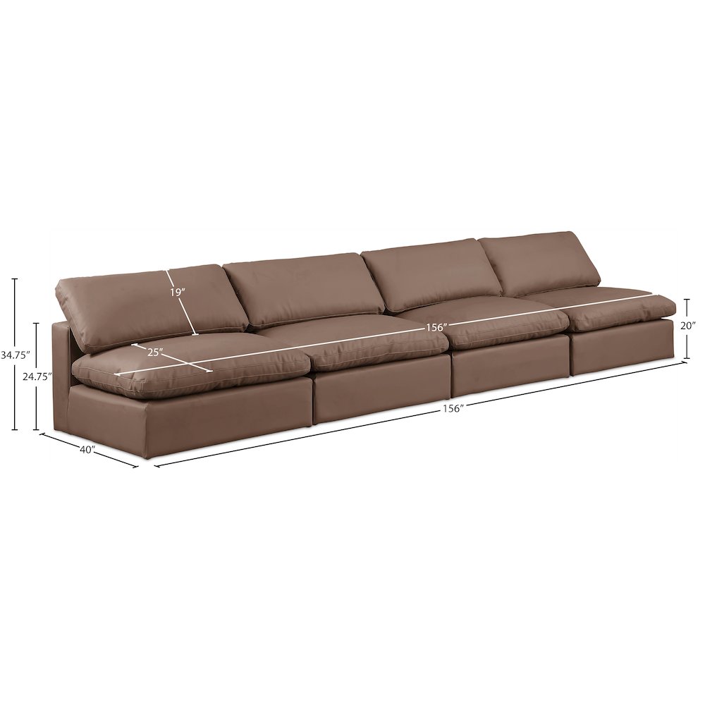 Comfy Brown Vegan Leather Modular Sofa. Picture 9