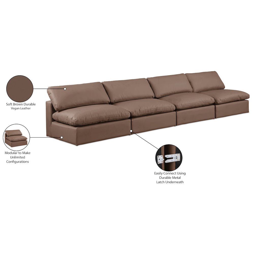 Comfy Brown Vegan Leather Modular Sofa. Picture 10
