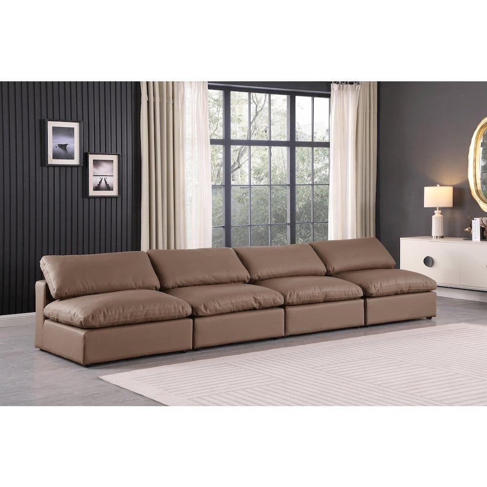 Comfy Brown Vegan Leather Modular Sofa. Picture 2