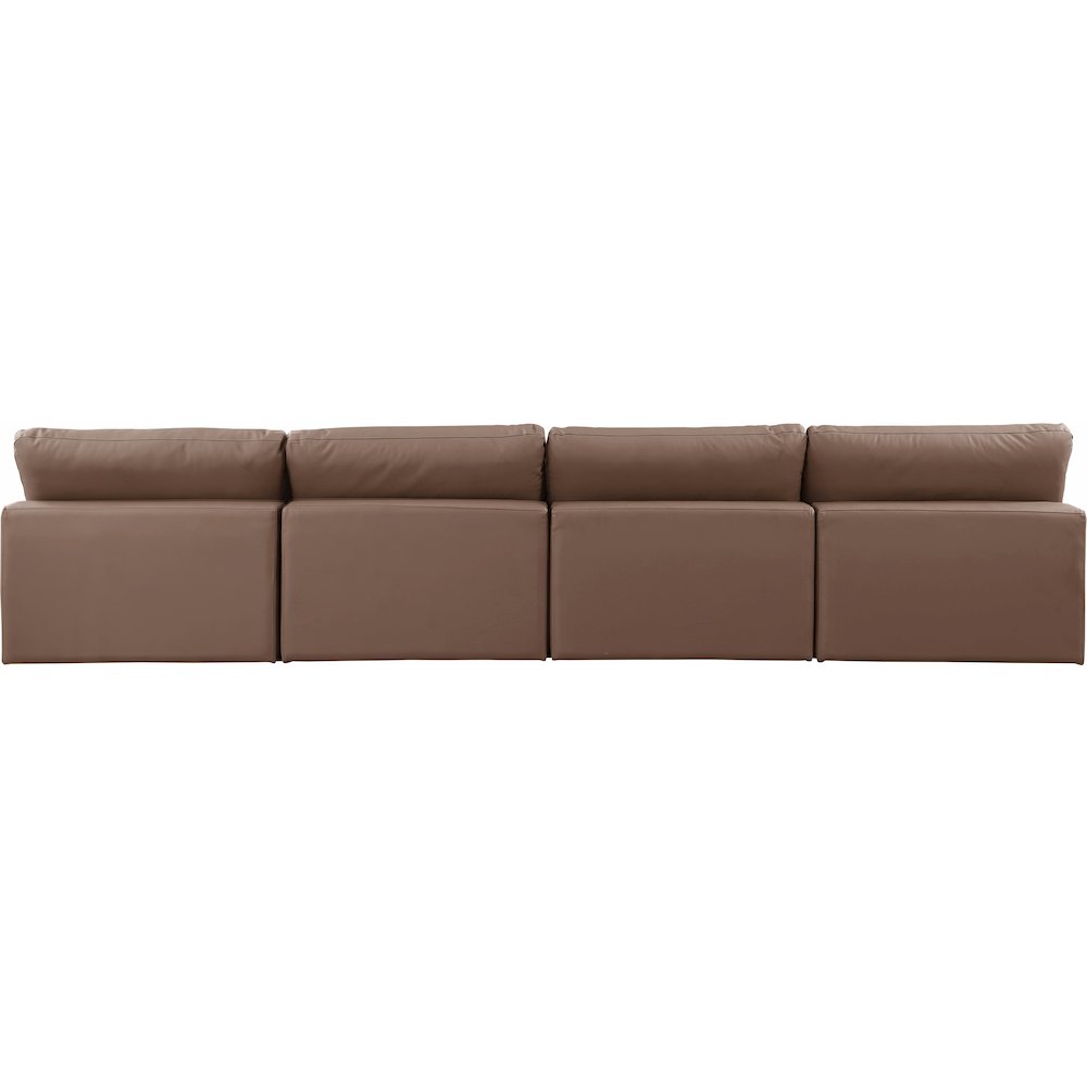 Comfy Brown Vegan Leather Modular Sofa. Picture 3