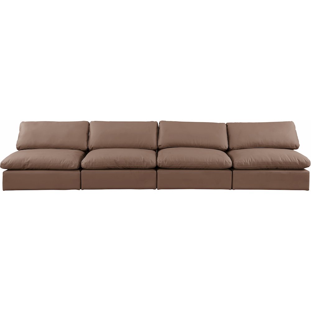 Comfy Brown Vegan Leather Modular Sofa. Picture 4