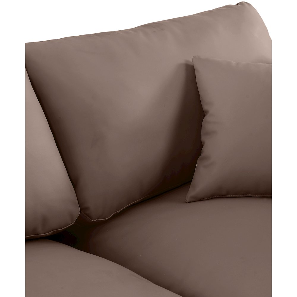 Comfy Brown Vegan Leather Modular Sofa. Picture 7