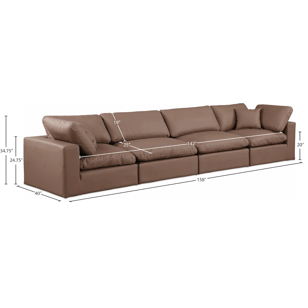 Comfy Brown Vegan Leather Modular Sofa. Picture 9