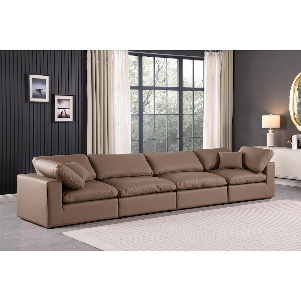 Comfy Brown Vegan Leather Modular Sofa. Picture 2