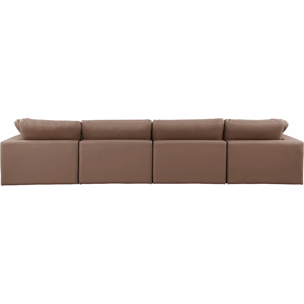 Comfy Brown Vegan Leather Modular Sofa. Picture 3