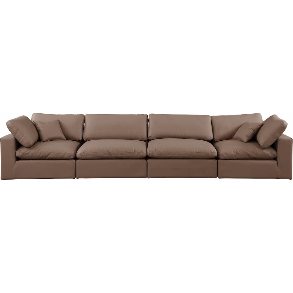 Comfy Brown Vegan Leather Modular Sofa. Picture 4