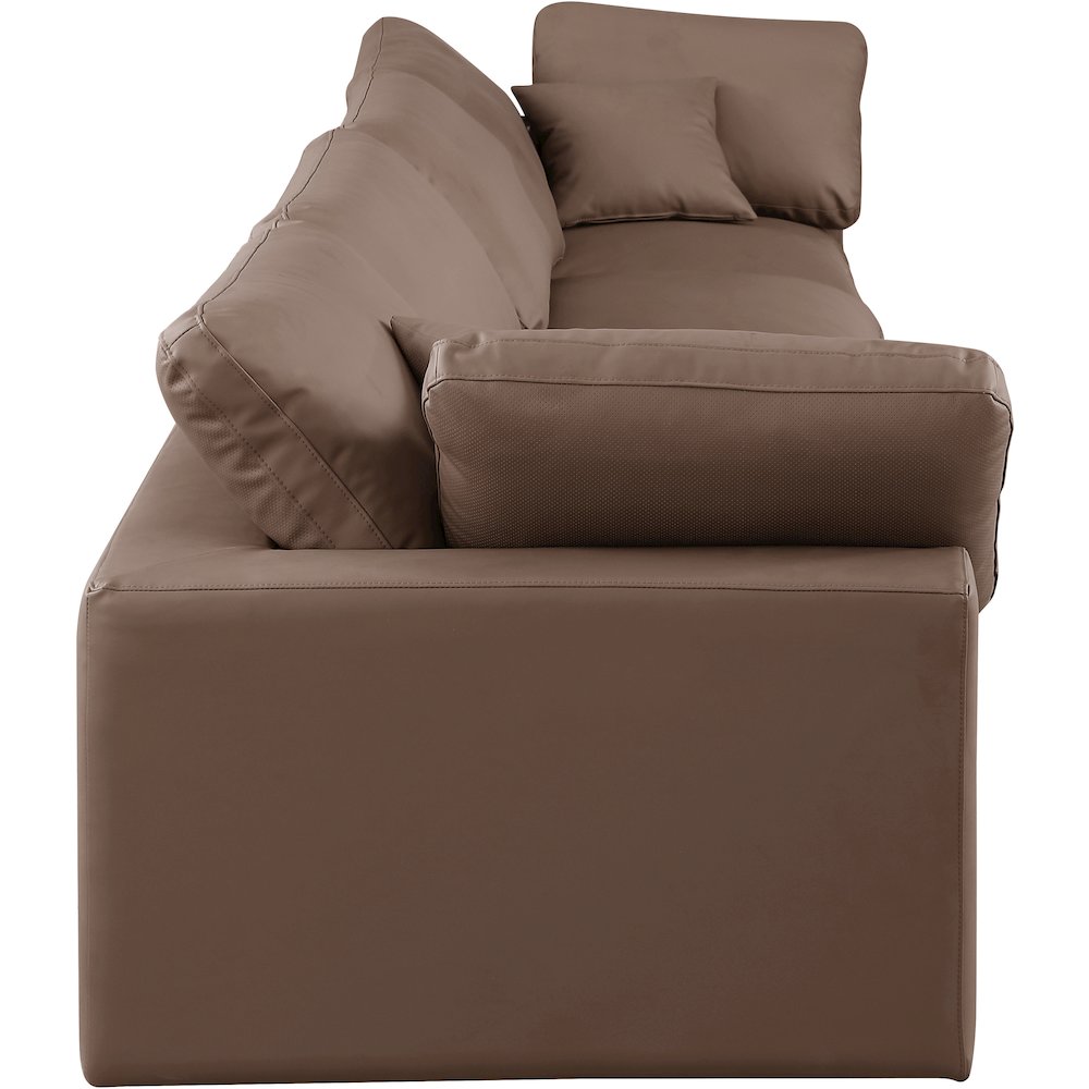 Comfy Brown Vegan Leather Modular Sofa. Picture 5
