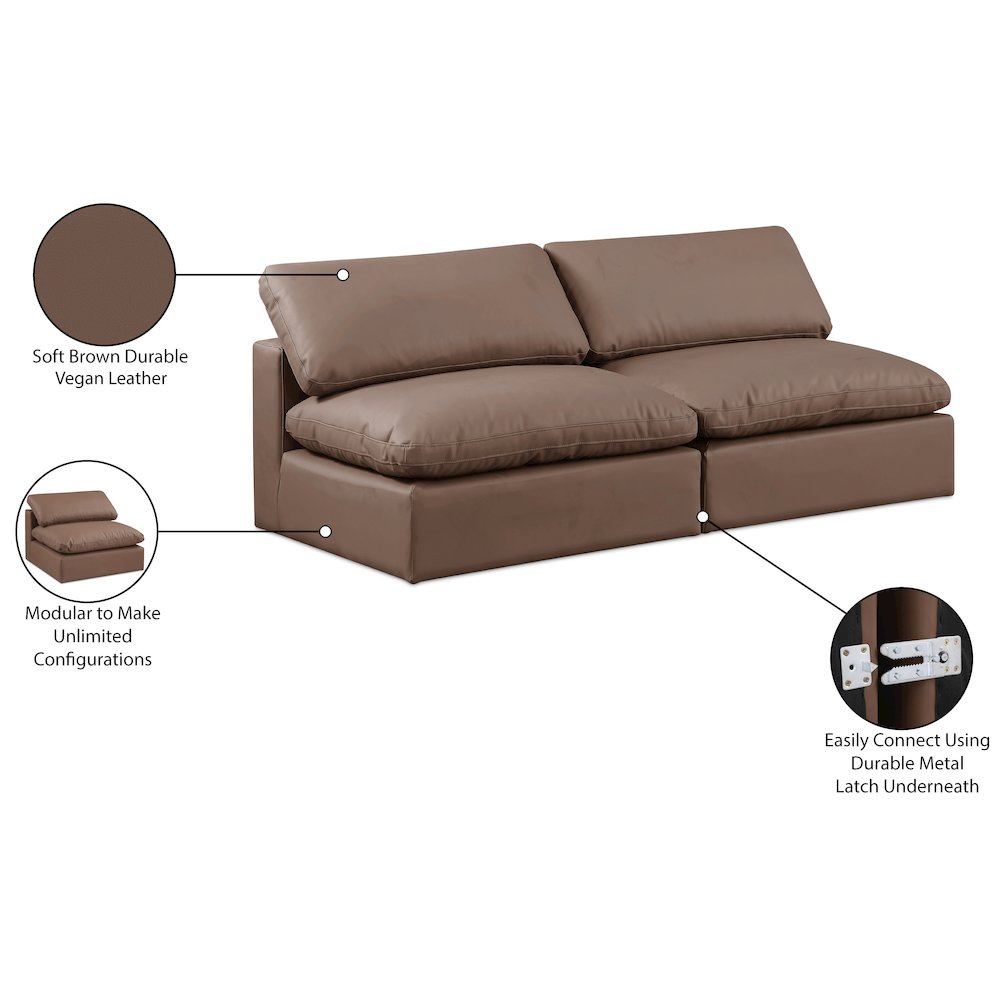 Comfy Brown Vegan Leather Modular Sofa. Picture 10