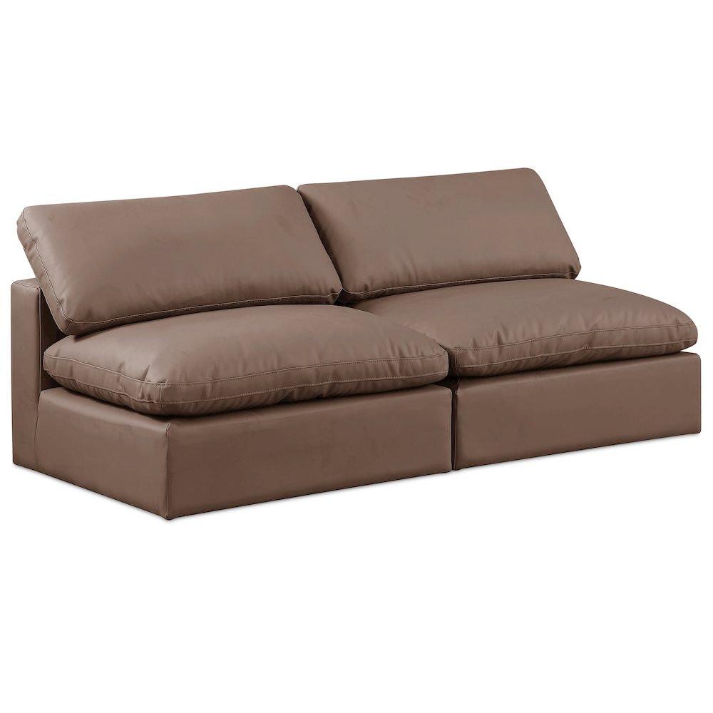 Comfy Brown Vegan Leather Modular Sofa. Picture 1