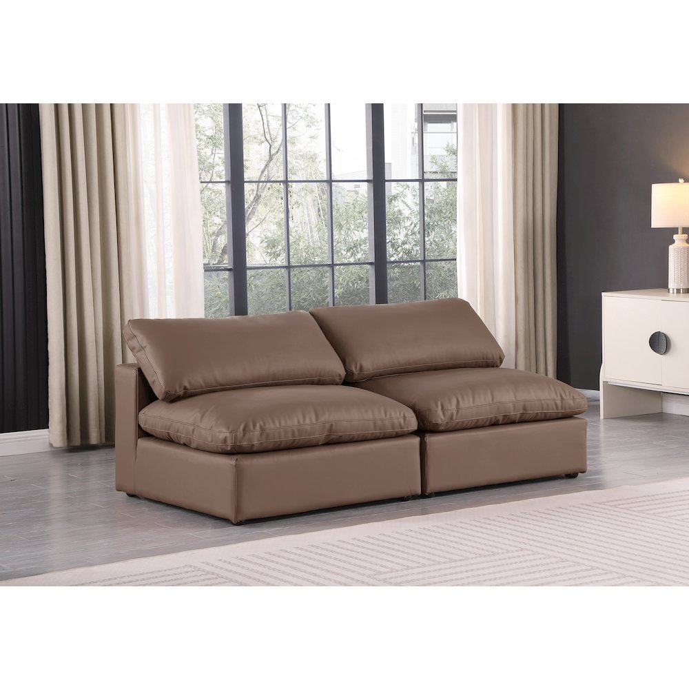 Comfy Brown Vegan Leather Modular Sofa. Picture 2