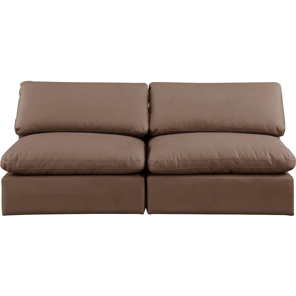 Comfy Brown Vegan Leather Modular Sofa. Picture 4