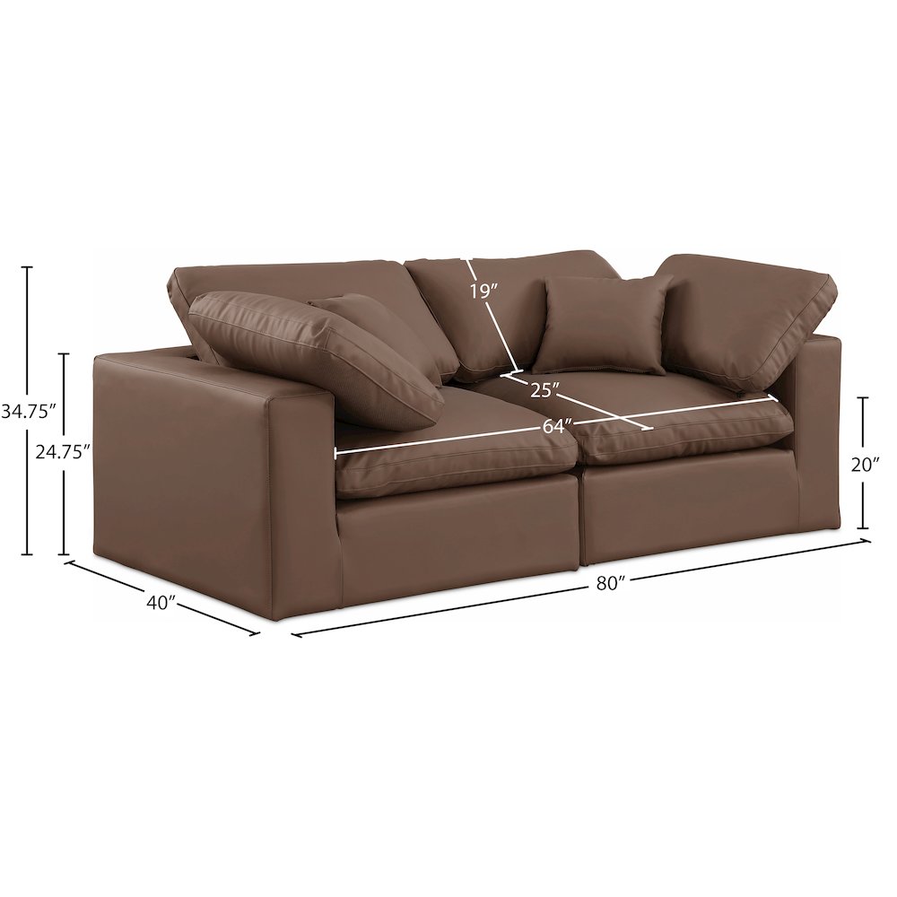 Comfy Brown Vegan Leather Modular Sofa. Picture 9