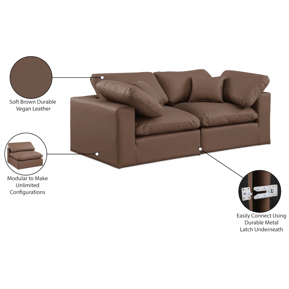 Comfy Brown Vegan Leather Modular Sofa. Picture 10