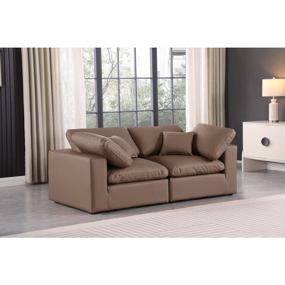 Comfy Brown Vegan Leather Modular Sofa. Picture 2