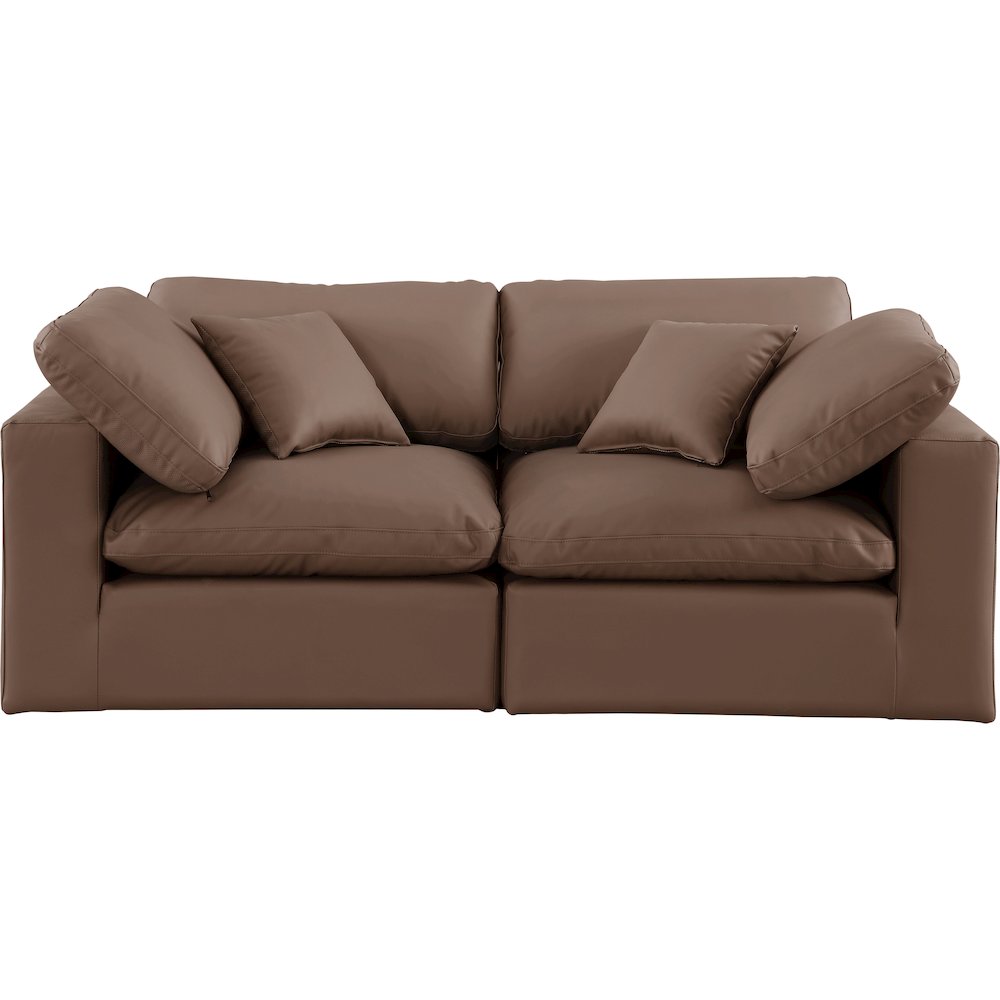 Comfy Brown Vegan Leather Modular Sofa. Picture 4