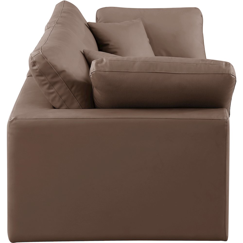 Comfy Brown Vegan Leather Modular Sofa. Picture 5