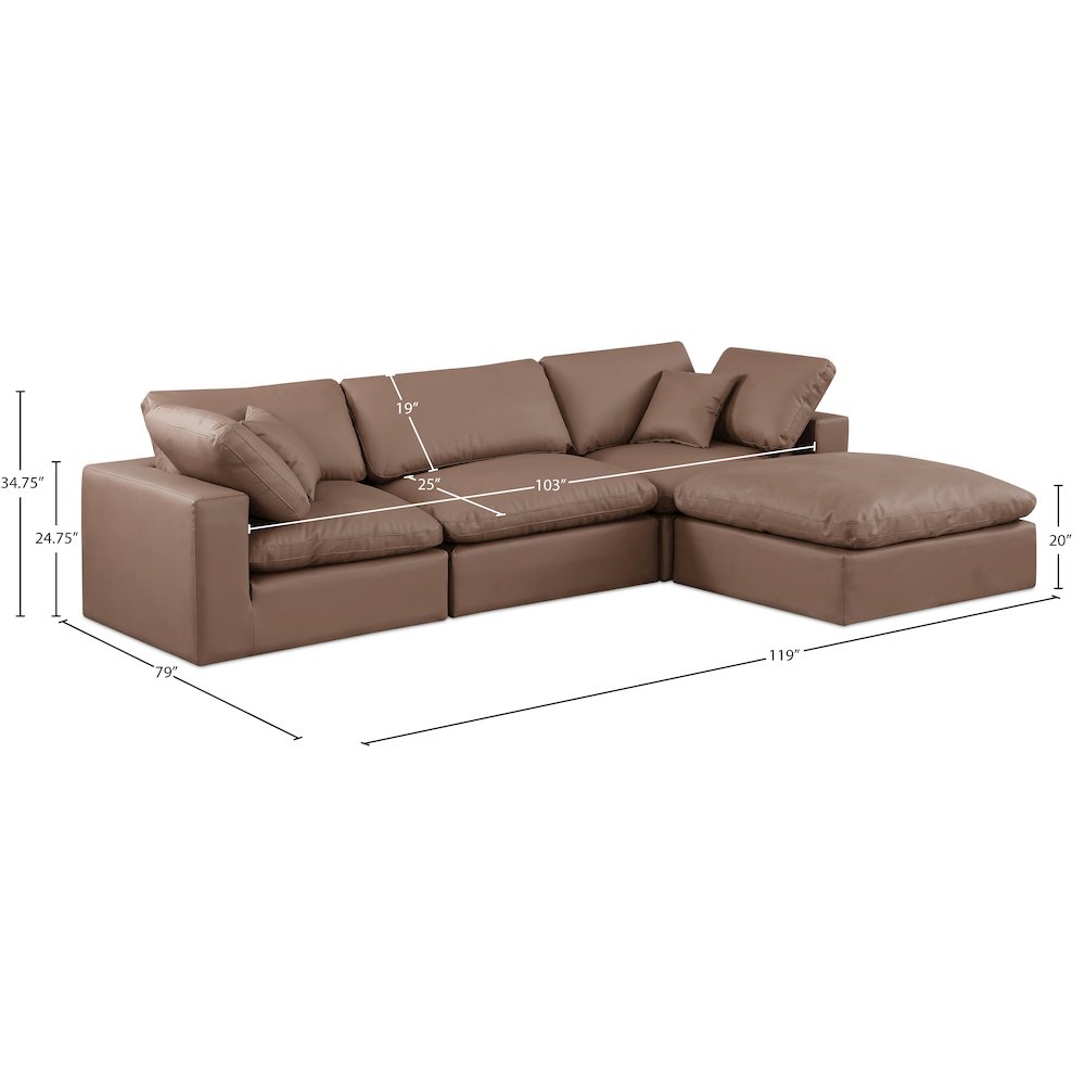 Comfy Brown Vegan Leather Modular Sectional. Picture 15