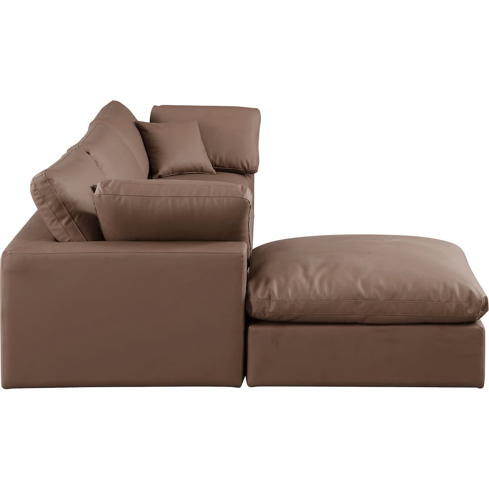 Comfy Brown Vegan Leather Modular Sectional. Picture 10