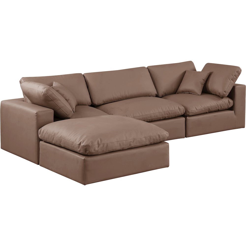 Comfy Brown Vegan Leather Modular Sectional. Picture 2