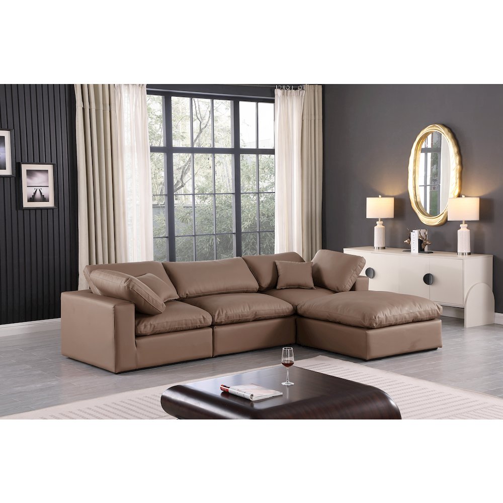 Comfy Brown Vegan Leather Modular Sectional. Picture 3