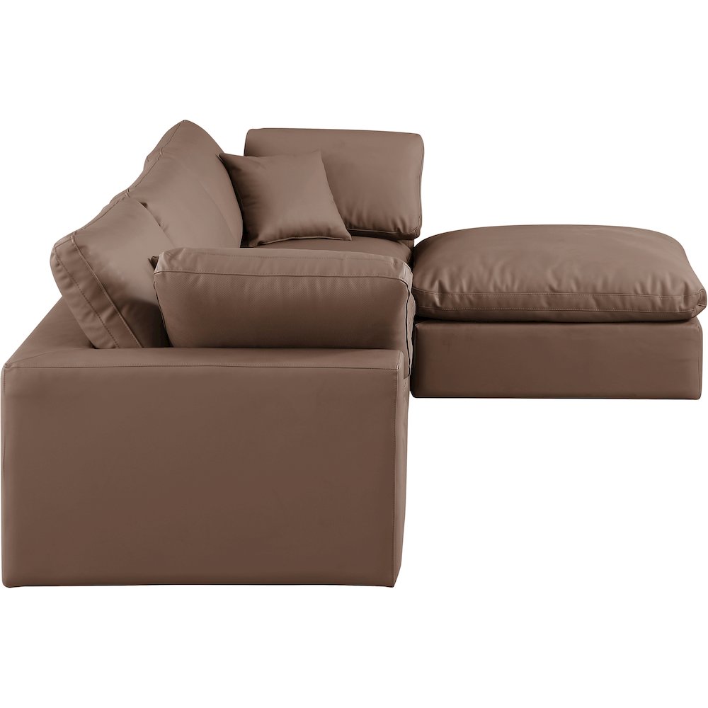 Comfy Brown Vegan Leather Modular Sectional. Picture 9