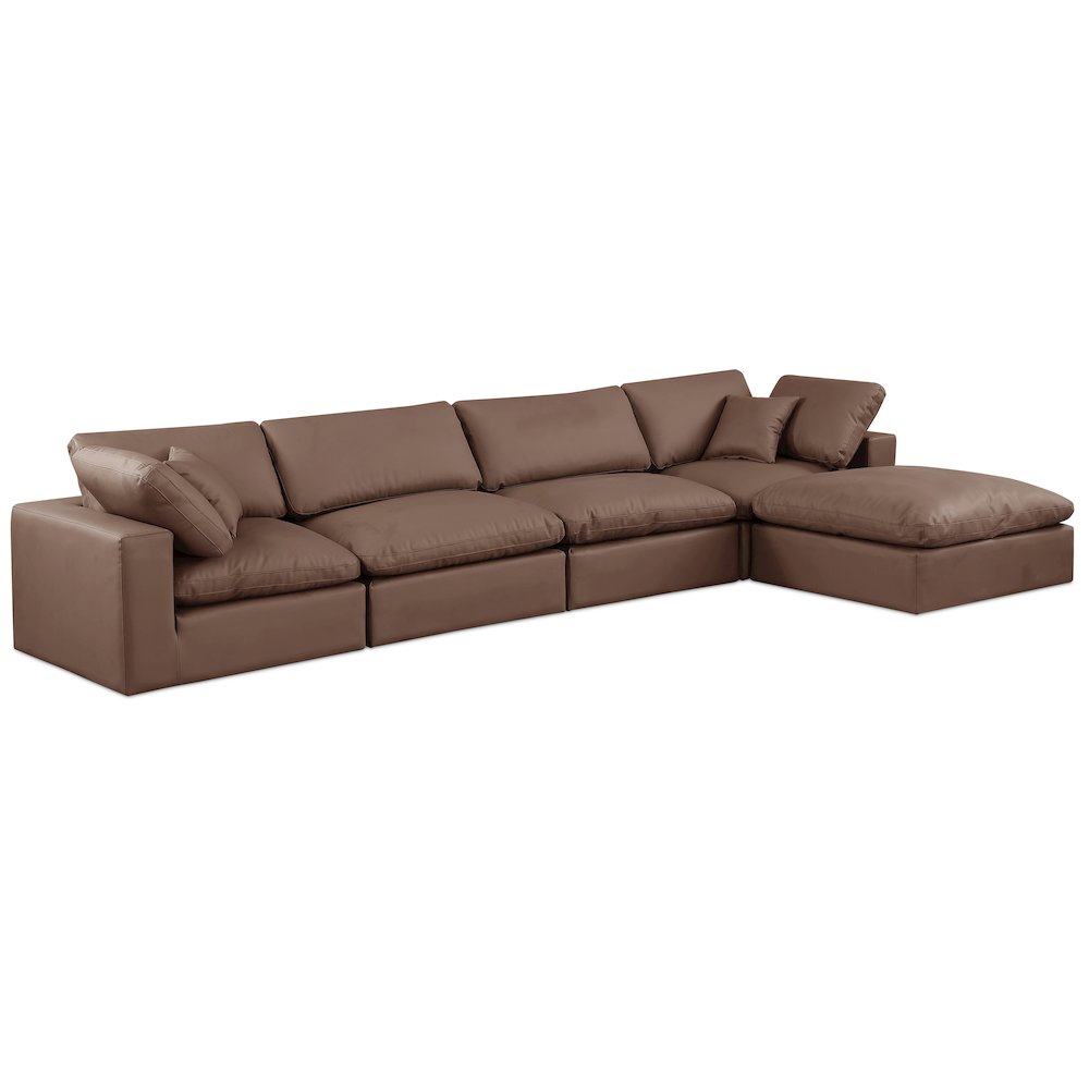 Comfy Brown Vegan Leather Modular Sectional. Picture 1