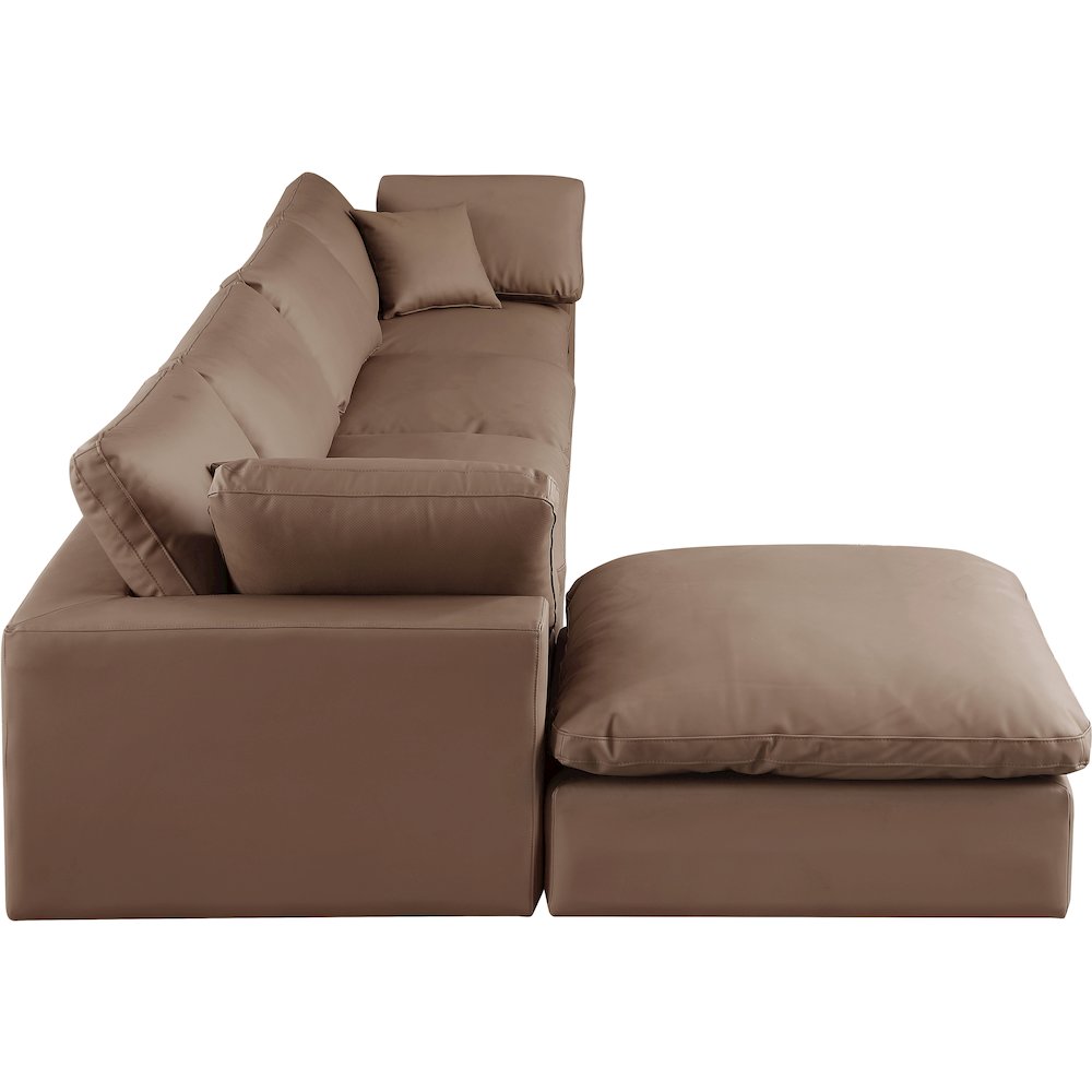 Comfy Brown Vegan Leather Modular Sectional. Picture 10