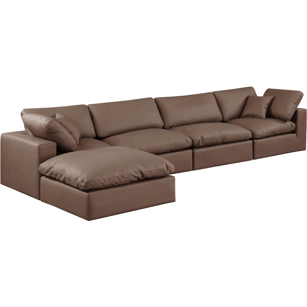Comfy Brown Vegan Leather Modular Sectional. Picture 2