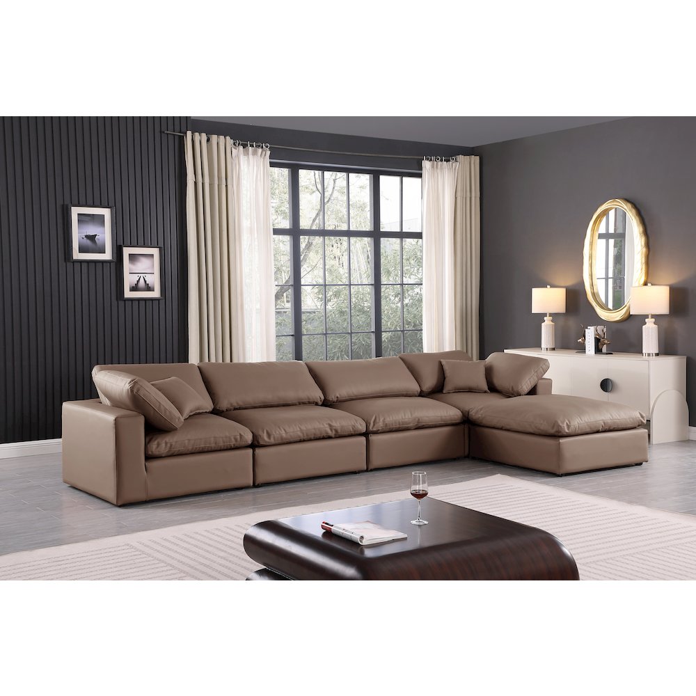 Comfy Brown Vegan Leather Modular Sectional. Picture 3