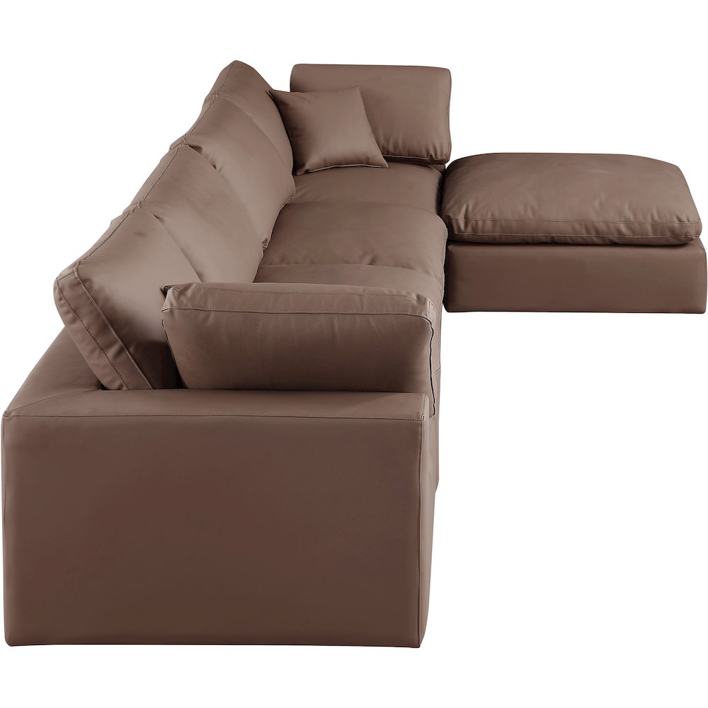 Comfy Brown Vegan Leather Modular Sectional. Picture 9