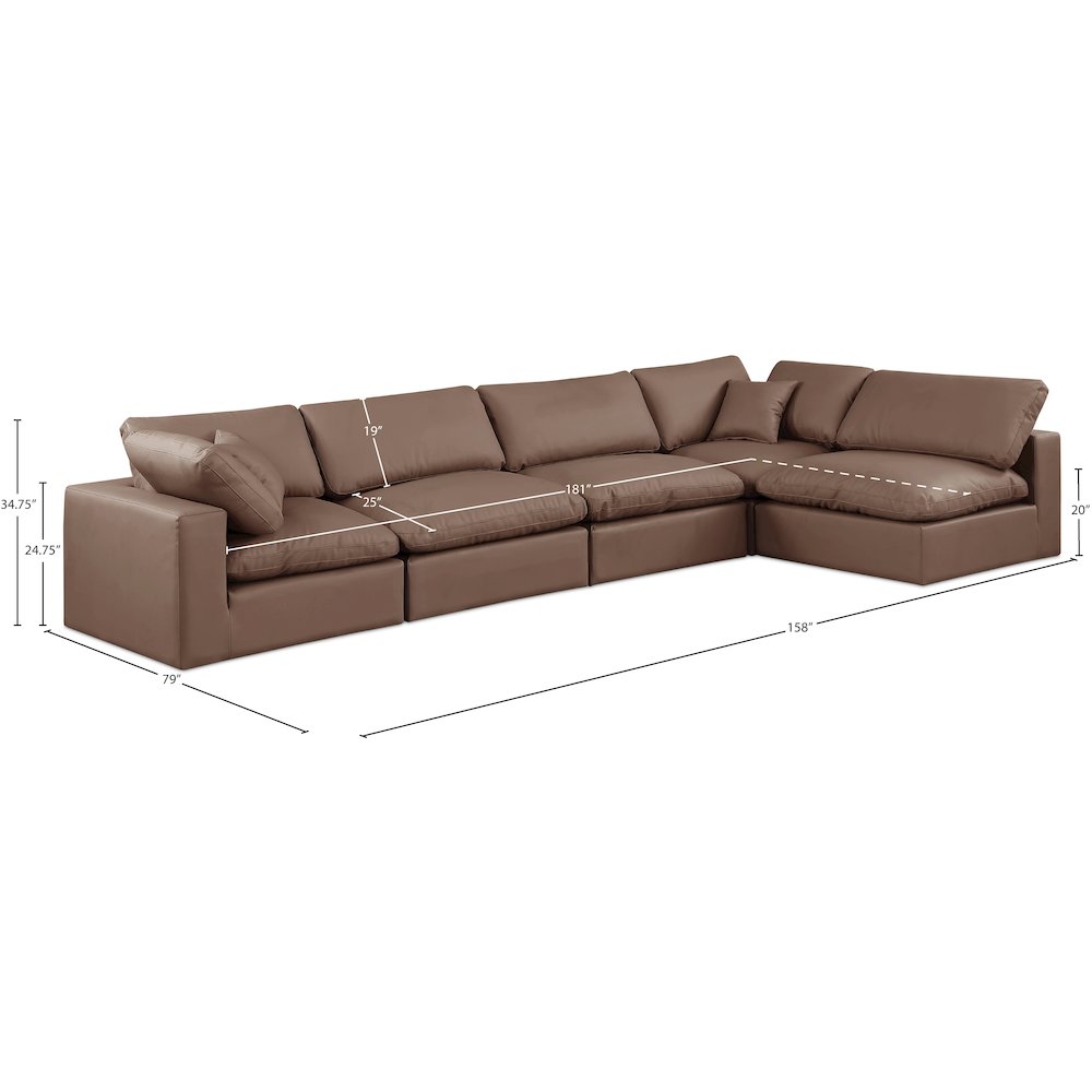 Comfy Brown Vegan Leather Modular Sectional. Picture 15