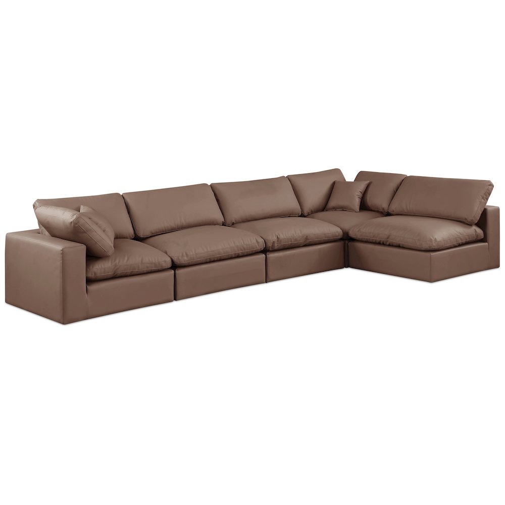 Comfy Brown Vegan Leather Modular Sectional. Picture 1