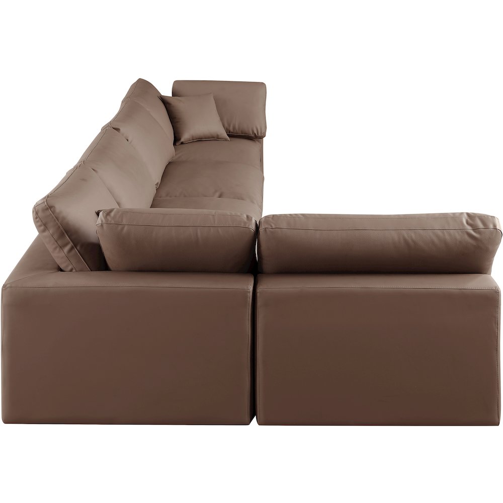 Comfy Brown Vegan Leather Modular Sectional. Picture 10