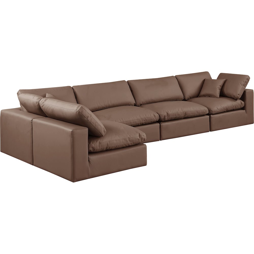 Comfy Brown Vegan Leather Modular Sectional. Picture 2
