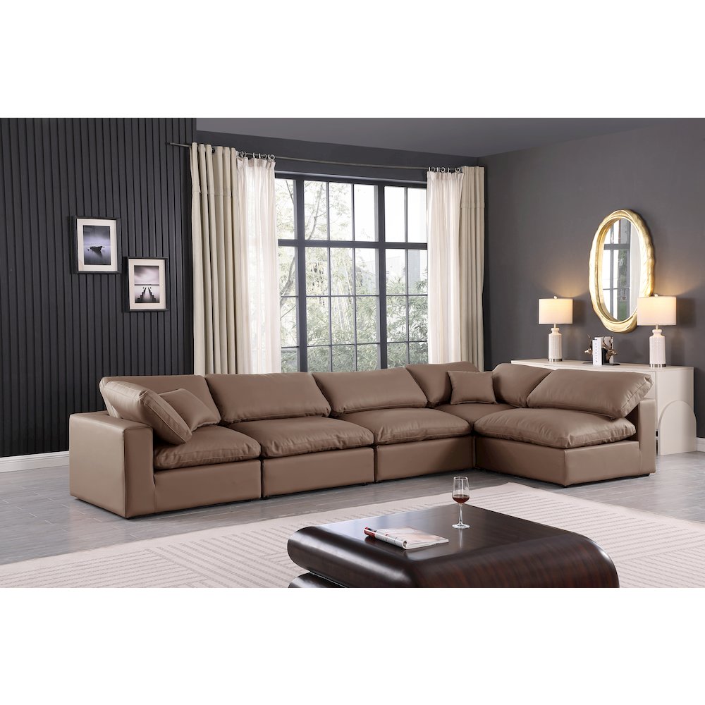 Comfy Brown Vegan Leather Modular Sectional. Picture 3