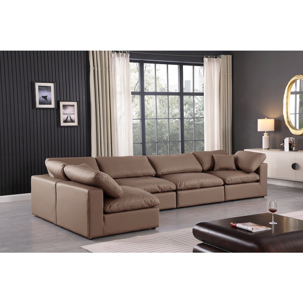 Comfy Brown Vegan Leather Modular Sectional. Picture 4