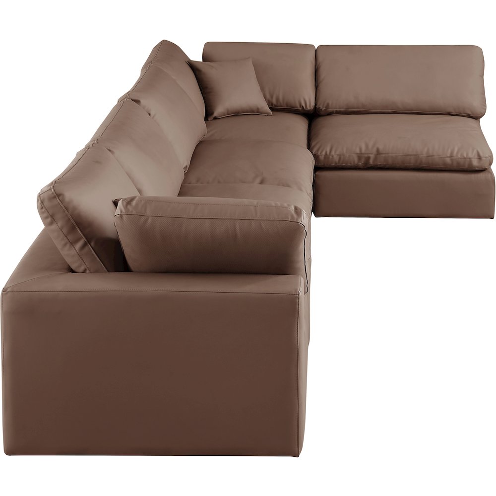 Comfy Brown Vegan Leather Modular Sectional. Picture 9