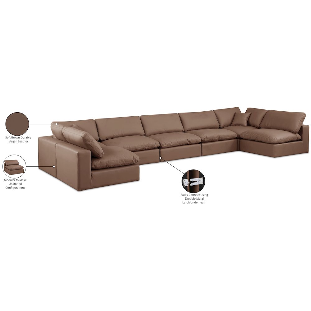 Comfy Brown Vegan Leather Modular Sectional. Picture 11