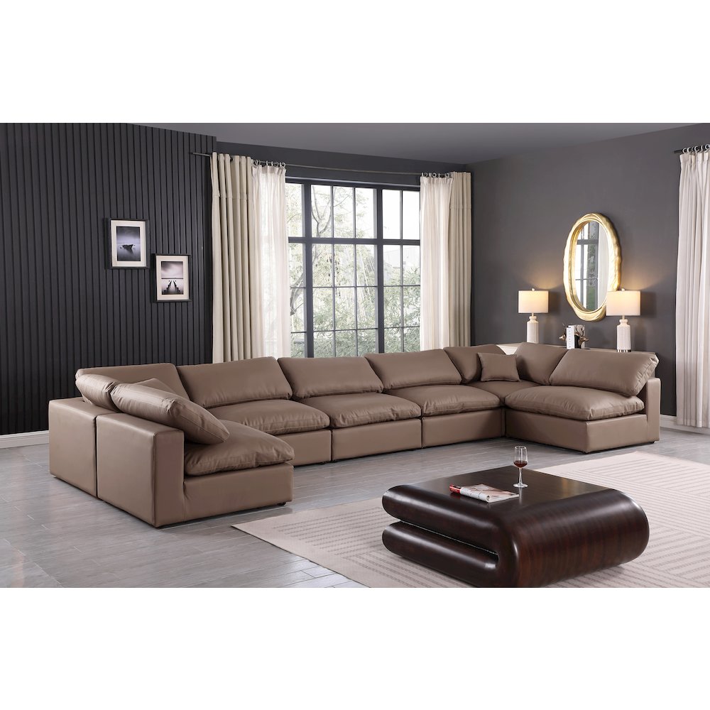 Comfy Brown Vegan Leather Modular Sectional. Picture 2