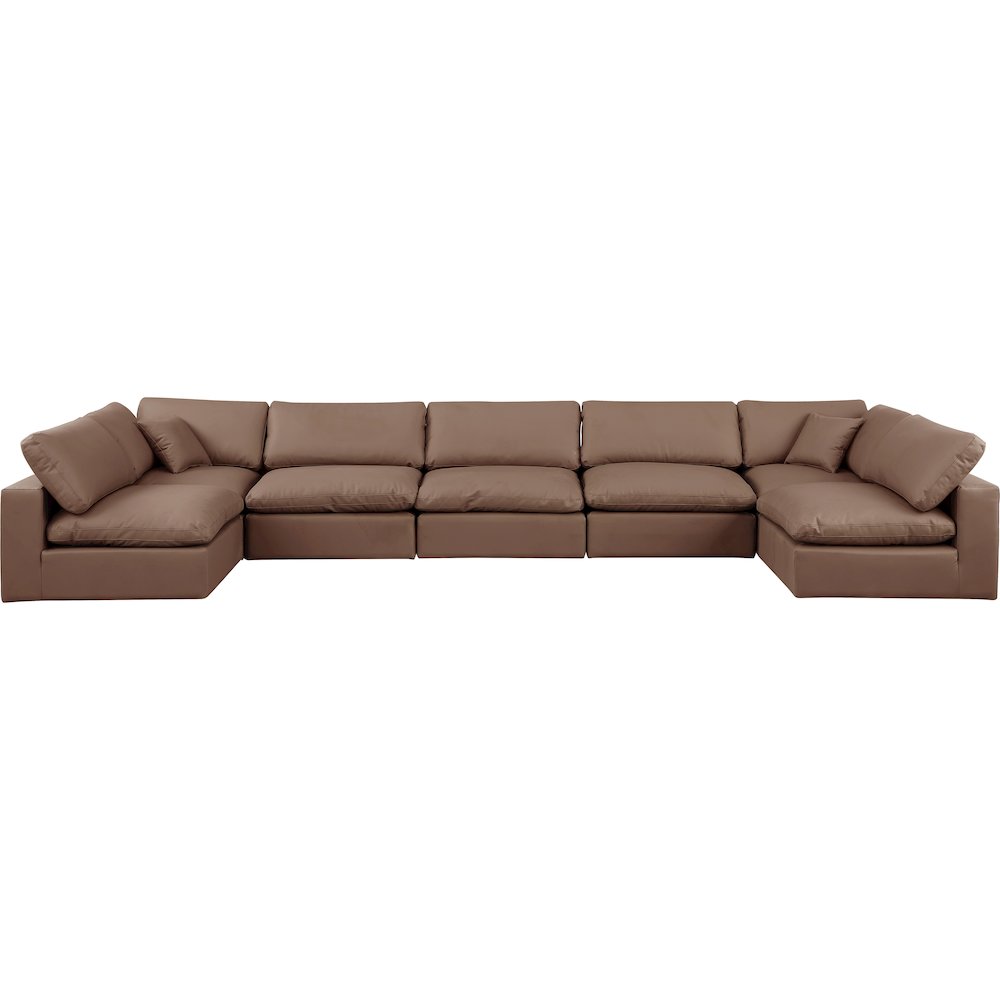 Comfy Brown Vegan Leather Modular Sectional. Picture 4
