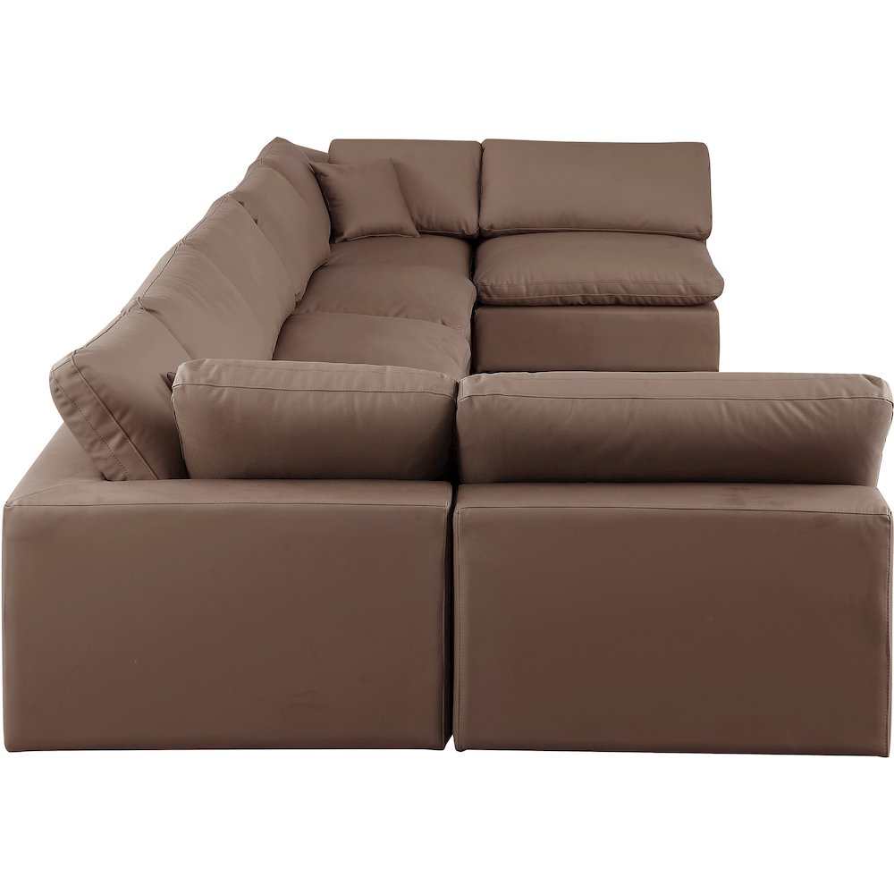 Comfy Brown Vegan Leather Modular Sectional. Picture 5