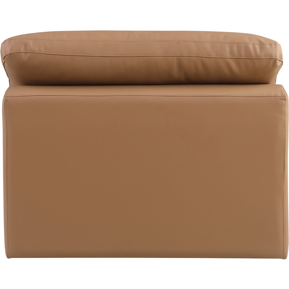 Comfy Cognac Vegan Leather Modular Armless Chair. Picture 3