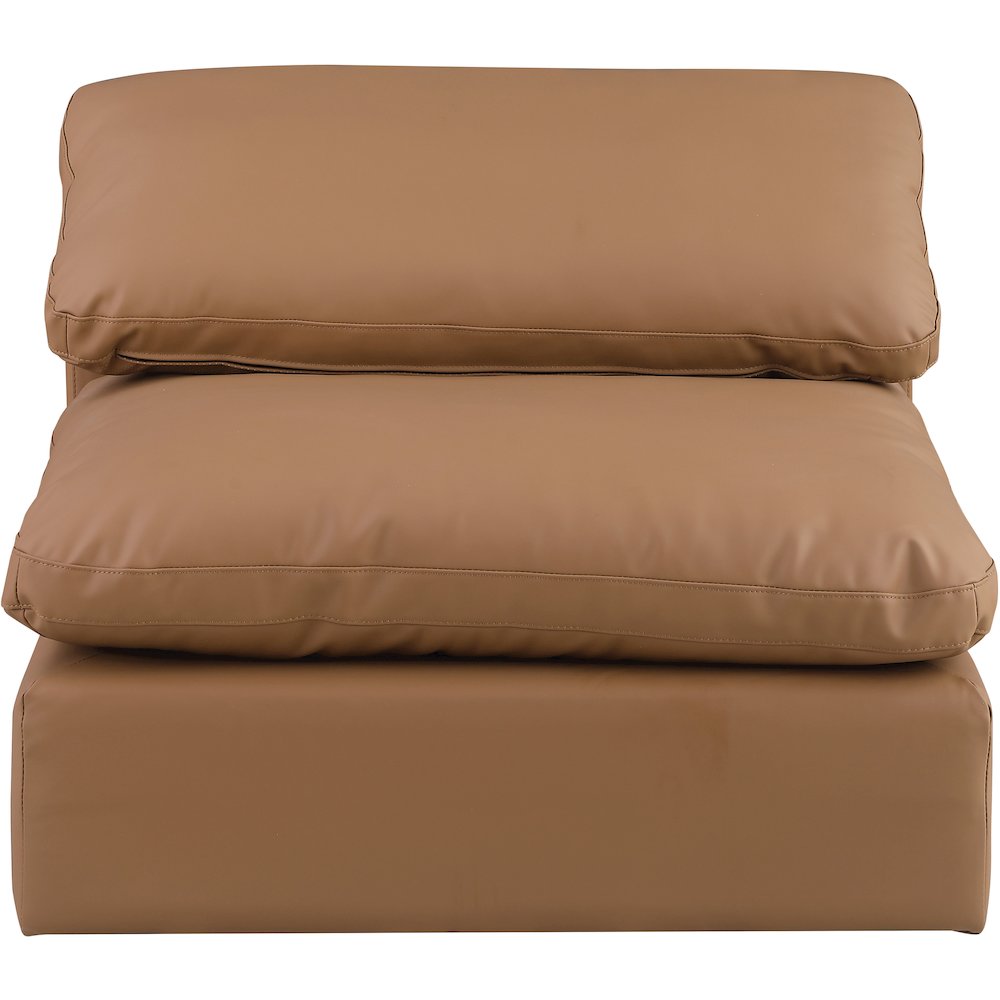 Comfy Cognac Vegan Leather Modular Armless Chair. Picture 4